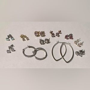Sterling Silver Earrings Lot 11 Pairs